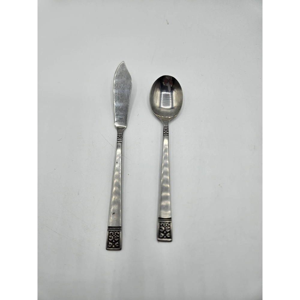 Custom Design CUD1 Jelly Spoon and Butter Spreader Lot of 2 Stainless